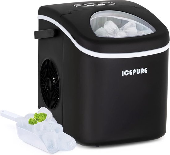 Portable Ice Maker - 9 Ice Cubes in 8 Minutes - 20kg Ice in 24 Hours - LCD Display - Perfect for Home Office Bar van Merkloos