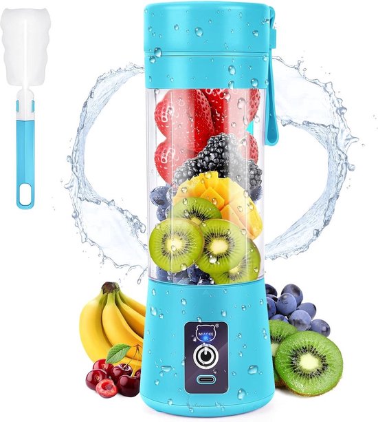 Portable Mixer met Zes 3D Blades - USB Oplaadbaar - Persoonlijke Mini Sap Mixer - Juicer voor Thuis/Kantoor/Buiten (Blauw) van FAOKZE.