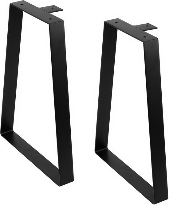 Poten, metaal, zwart, 40 x 28 cm, trapeziumvormige meubelpoten, tafelpoten, bureaupoten, industrieel tafelframe, metalen poten voor doe-het-zelf salontafel, bureau, zitbank