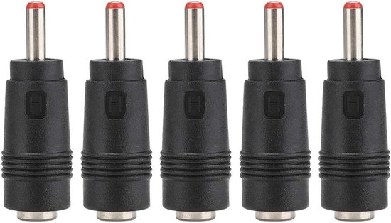 Power Adapter Jack Connector Tips, 5 Stuks 5.5 x 2.1 mm naar 3.5 x 1.35 mm, Geschikt voor Router en Inverter, Universele Oplossing voor Apparaten van Merkloos