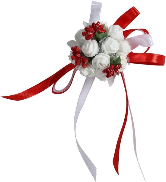 Prachtige Polscorsage met Bloemen en Lint voor Bruidsmeisjes en Bruiloft Decoraties, Perfect voor Feestjes en Proms van Merkloos