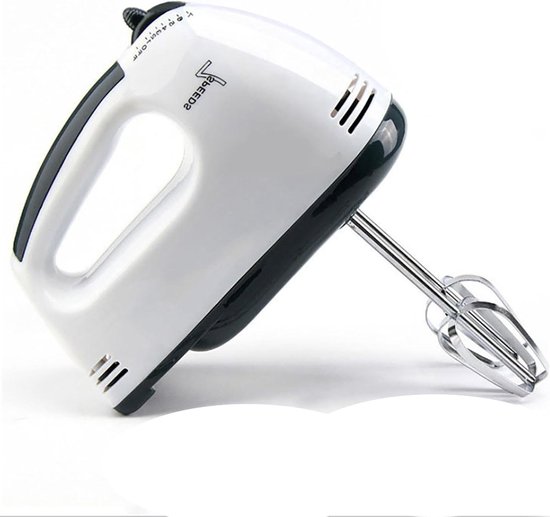Practical Hand Mixer with 7 Speeds - 2 Stainless Steel Whisks and Kneading Hooks - Dough, Eggs, Cream Beat van Merkloos