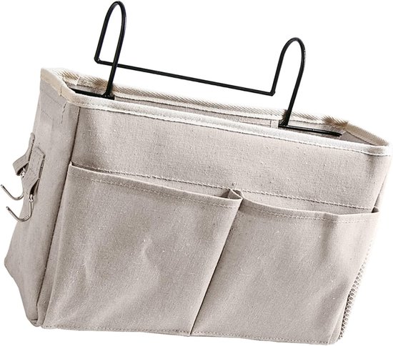 Praktische Bedzijde Hangtas van Duurzaam Katoen en Linnen voor Bunkbedden en Kleine Ruimtes - Wit van Merkloos