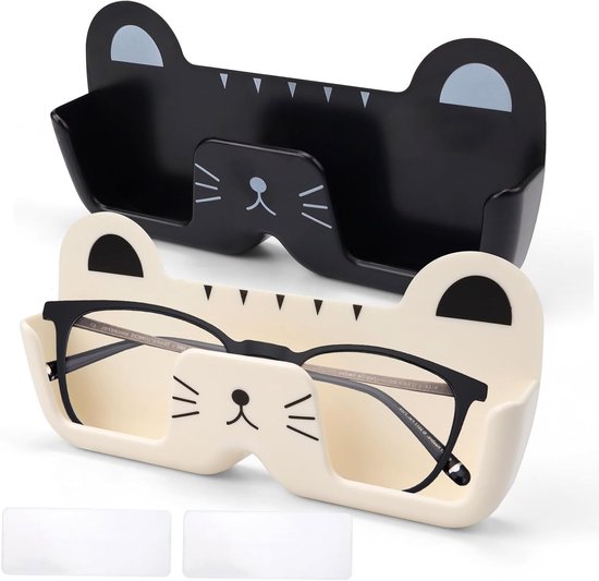 Praktische brillenhouder voor in de auto, 2 stuks, schattige kattenstijl, zonder boren, ideaal voor zonnebrillen en leesbrillen