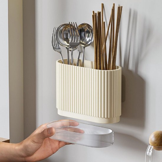 Praktische Organisator voor Keukengerei, Beige Plastic Bestekhouder voor Oppervlak en Opslag van Keukenaccessoires van Merkloos