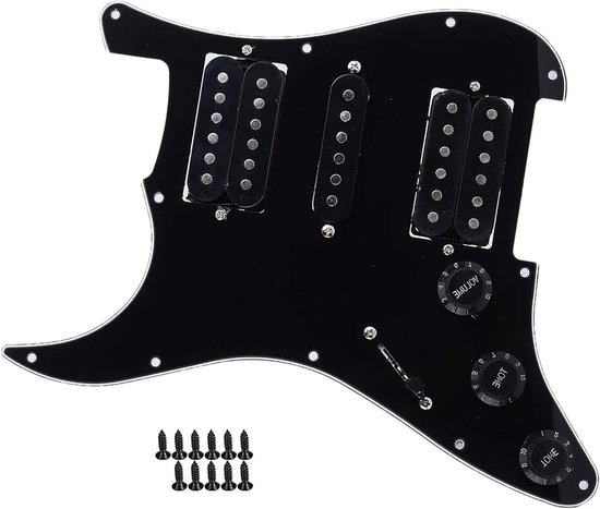 Pre-Wired Pickguard met HSH Pickup voor ST/SQ Elektrische Gitaren - Zwart, Hoogwaardige Geluidskwaliteit, Eenvoudige Installatie, Duurzaam Ontwerp