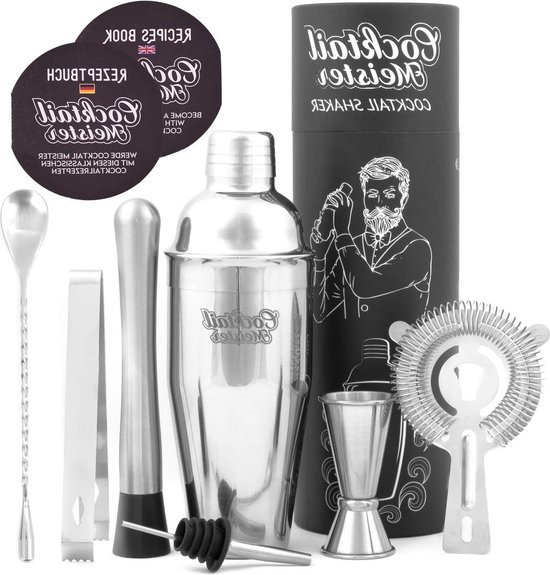 Premium cocktailshakerset - professionele cocktailset - thuisbar - shaker cocktailboek - Japanse maatbeker van Blusmart
