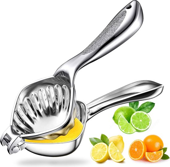 Premium handmatige citroenpers - anti-corrosieve handpers antislip ergonomische handgreep - diameter 8,5 cm, 100% roestvrij - citruspers vaatwasmachinebestendig - ideaal voor alle citrusvruchten van Merkloos
