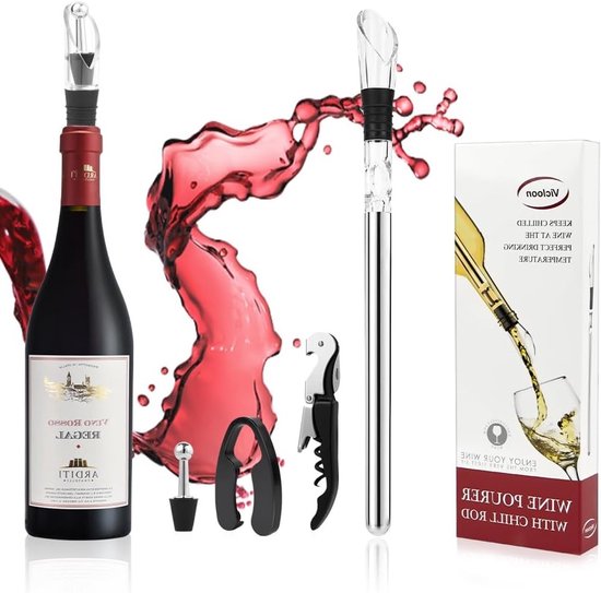 Premium Wijnkoeler met Tap, 4-in-1 Wijnaccessoires, RVS Wijnkoeling, Perfect voor Thuisgebruik en Cadeaus