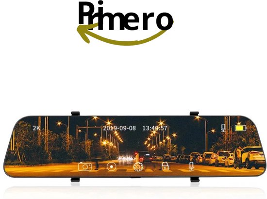 Primero - Dashcam - spiege dashcam - achteruitrijcamera - universeel - Touchscreen - 12 inch van Primero