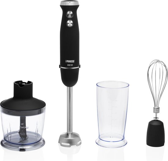 Princess 221220 Staafmixer - Staafmixer set - 800W - 4-in-1 - Hand blender - Inclusief hakmolen, garde en mengbeker van Princess