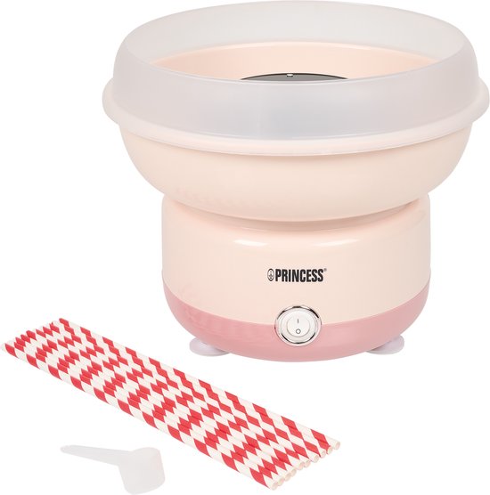 Princess 292990 Suikerspinmaker - Suikerspinmachine - 500 W - Met 10 stokjes en maatlepel - Kinderfeestje - party - Roze - BPA vrij - Cotton Candy - Pink