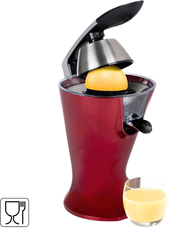 Princess Citruspers – Elektrische Citruspers - Juicer - Fruitpers - 300W – Rood Metallic – 2 Perskegels – Vaatwasserbestendige Onderdelen van Merkloos