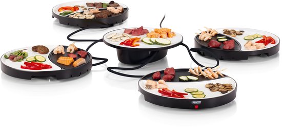 Princess Dinner4All 103080 - Gourmetstel - Grill & Bakplaat - Extra lang 2 meter snoer - 4 personen - Vaatwasserbestendig - PFAS-vrij - Uitbreidingsset beschikbaar