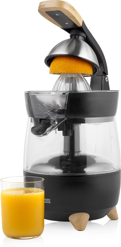Princess Elektrische Citruspers Pure 201862 – Luxueus eigen design – 300 W – Zwart/Bamboe van Merkloos