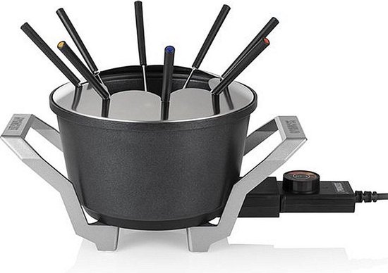 Princess Fonduepan 173100 - Elektrische fondueset - 8 personen - Geschikt voor kaas, olie, chocolade en bouillon - 2 meter snoer - Regelbare thermostaat - 1.5 liter