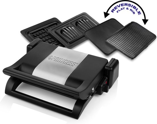 Princess Multi Contactgrill 4-in-1 112536 - Grill apparaat - Tosti apparaat - Wafelijzer - Verwisselbare platen - Instelbare thermostaat - RVS design van Princess