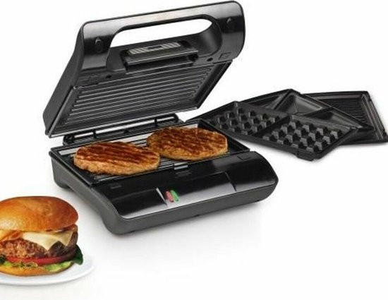 Princess Multi Sandwich Contactgrill Compact Pro 117002 - 3 Sets verwisselbare platen - Tosti apparaat - Wafelijzer - Panini grill - Verticaal opbergbaar - RVS design