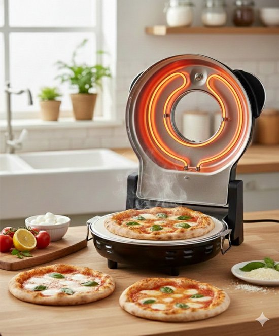 Pro Cheff - MZ2316 - Multifunctionele Pizza Oven - Taşfırın - Uitneembare Pizzasteen en RVS pan