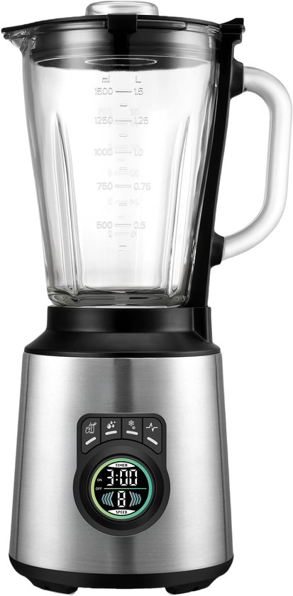 Pro Fusion Blender - 1200W Smoothie maker - 4 Programma's - LED Scherm - Grijs van Merkloos