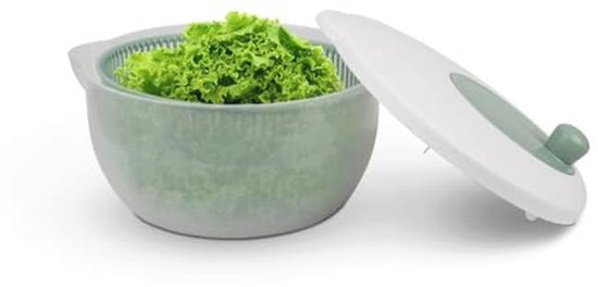 Pro Home Saladecentrifuge (4 liter, diameter 25 cm), BPA-vrij, 3-in-1 centrifuge, zeef en slakom, 3D-zwengel, centrifugeren zonder inspanning, sladroger van Merkloos