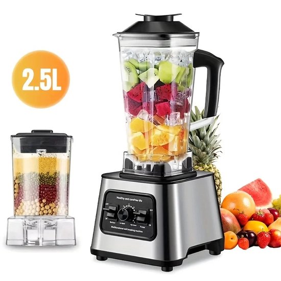 Production of Ideas Smoothie Blender - Blender - Keukenmachine - Krachtige Blender - Multifunctioneel - 6000W - 2,5 Liter Mixer Voor Bevroren Fruit, Soepen, Sauzen, Cocktails & Meer van Production of Ideas