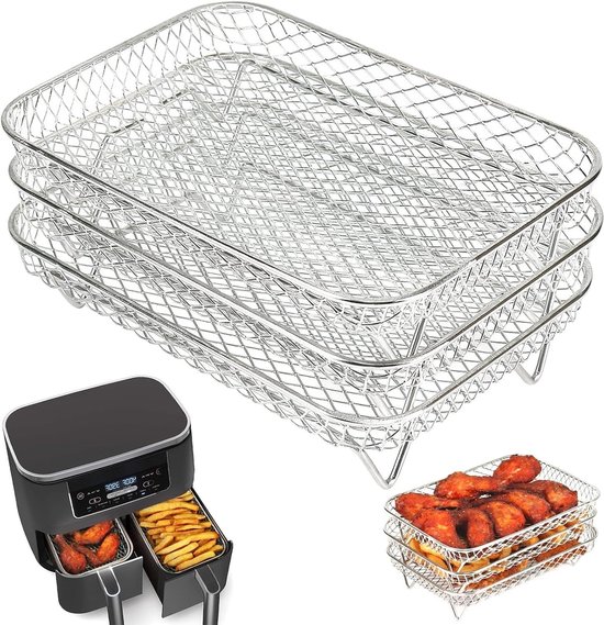 Professionele 3-in-1 Airfryer Set met Racks en Accessoires voor Gezond Koken en Bakken van Merkloos