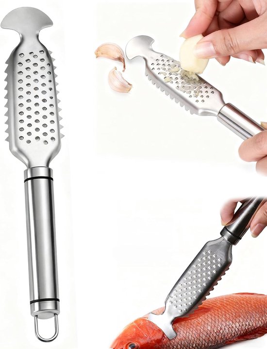 Professionele 3-in-1 Vis Schubben Verwijderaar met Schraper en Mes voor Zalm, Forel en Grote Vissen in de Keuken