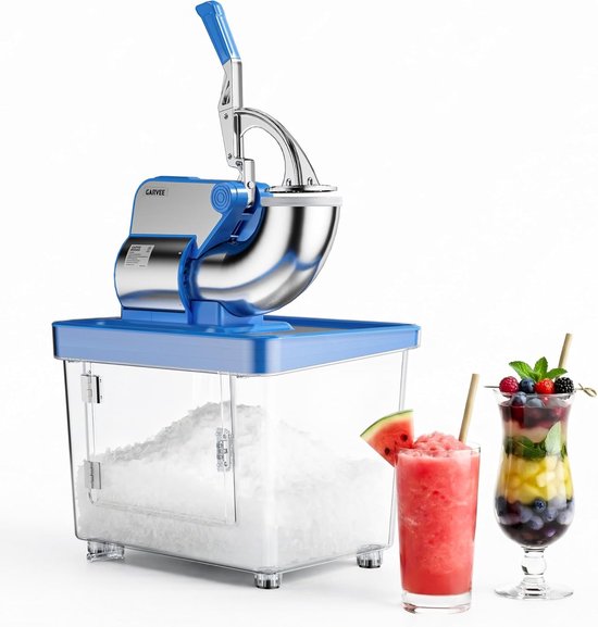 Professionele 300 W-slush-ijsmachine – met ETL-certificering – commerciële roestvrijstalen ijsbreker met dubbel mes – tank van 50 l – 300 kg/u – voor bars, keukens en evenementen – blauw