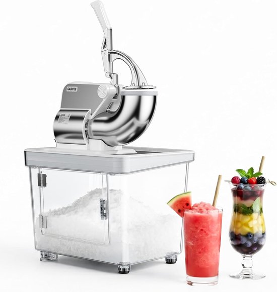 Professionele 300 W-slush-ijsmachine – met ETL-certificering – commerciële roestvrijstalen ijsbreker met dubbel mes – tank van 50 l – 300 kg/u – voor bars, keukens en evenementen – wit