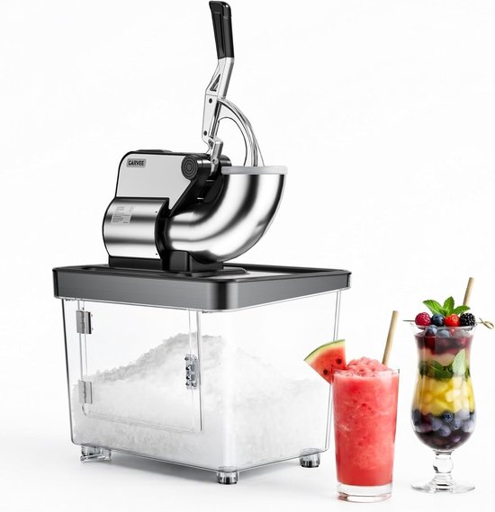 Professionele 300 W-slush-ijsmachine – met ETL-certificering – commerciële roestvrijstalen ijsbreker met dubbel mes – tank van 50 l – 300 kg/u – voor bars, keukens en evenementen – zwart