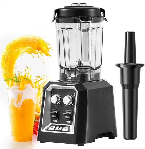 Professionele blender - 2 l glazen pot Commerciële staafmixercombinatie. Roestvrijstalen blender met 3 functies