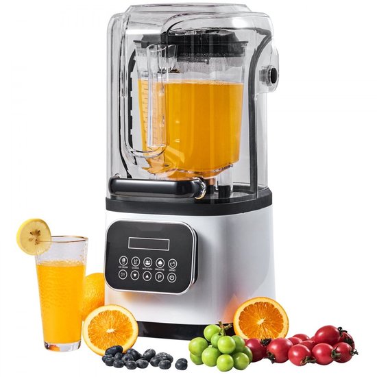 Professionele Blender - Commerciële Powerblender - 2200 W - Met Beschermkap - 9 Snelheden - 5 Functies - Voor Smoothies, Shakes & Bevroren Dranken van Merkloos