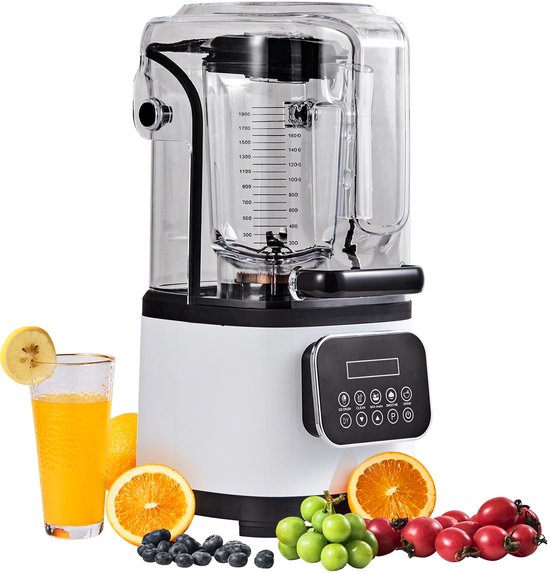 Professionele blender met veiligheidsscherm - Commerciële staafmixer, 2-liter glazen kan combo. Roestvrijstalen staafmixer met 9 snelheden en 5 functies van Merkloos