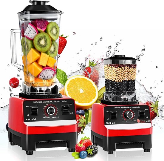 Professionele Blender - Smoothiemaker - IJsvergruizer - 2L Kan - Heavy Duty - Keuken - IJs - Sap - Voedselverwerking - 2000W - Geschikt voor Thuisgebruik - Zwart - RVS - 6 Standen Verzendpuntご van Merkloos