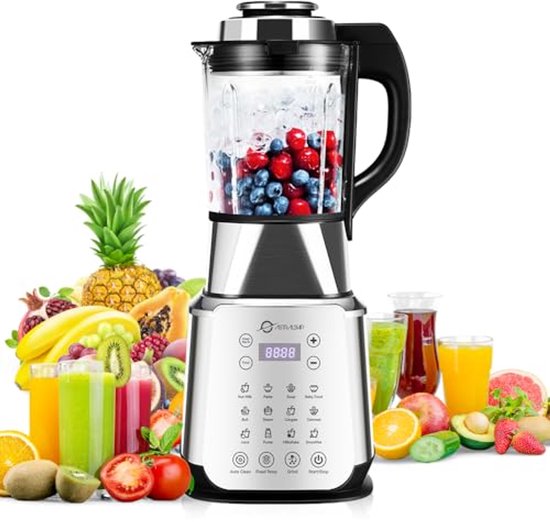Professionele glazen keukenblender 1200W met 14 functies en verwarmingsfunctie van Merkloos