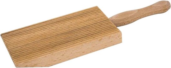 Professionele Gnocchi Houten Plank – Geribbelde Pastaplank met Schuine Rand 6×12cm