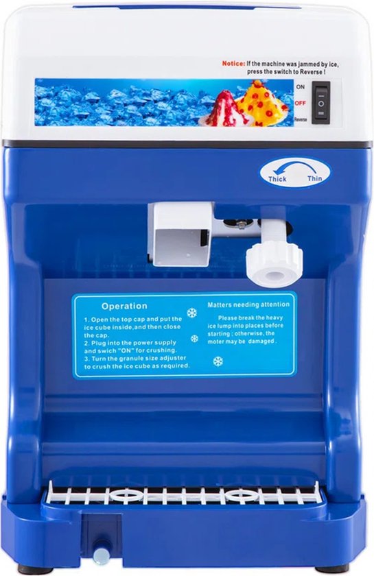 Professionele Ijs Schaafmachine - 120kg/u - 250W - Blauw - Duurzaam - Compact van Pro