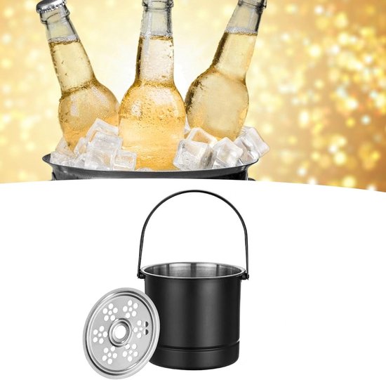 Professionele Ijsemmer - Roestvrij Staal - Cocktail Bar - Met Waterfilter - 1 Liter Capaciteit - Zwart van Merkloos