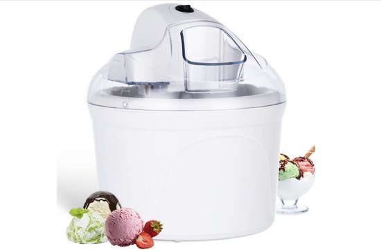 Professionele ijsmachine - Testwinnaar - Softijsmachine voor thuis - Yoghurtmaker en ijsmaker voor ijs - Gelato en sorbet - 1,5l ijscrème - Wit - incl. recept - Herbruikbaar van KUMIO