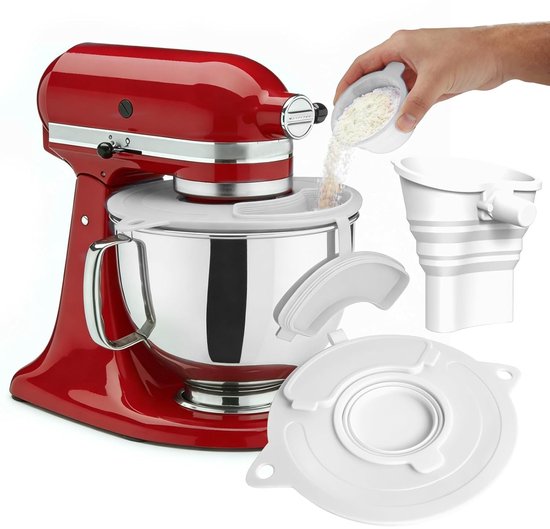 Professionele Keuken Mixer Accessoires met Grote Meel Trechter en Spatbescherming voor Efficiënt Koken en Bakken