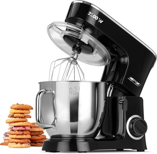 Professionele Keukenmixer met 6.5L Kom en 6 Snelheden - Ideaal voor Brood, Taarten en Meer van Merkloos