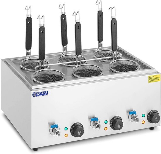 Professionele Pastakoker met 6 Mandjes voor Horeca - Temperatuurinstelling van HENDI