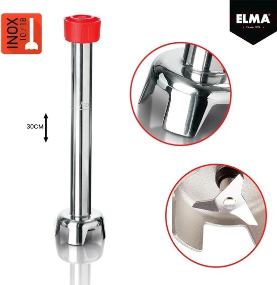 Professionele Staafmixer - Keukenmixer - Sausen en Purees Maken - Afneembare Arm - 30cm Arm - Rood