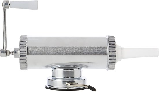 Professionele worstmachine - Uitgerust met 3 spuitmonden - Handmatige worstvuller - Vleesvuller - Voedselveilig - Geschikt voor zelfgemaakte worsten en vleesvulling - Vuller van aluminiumlegering - 1,4 kg - Roestvrij staal - Zilver