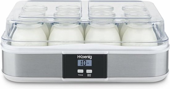 Programmeerlijke Yoghurtmaker met 12 Glazen, LCD-Display en Roestvrijstalen Behuizing van Merkloos