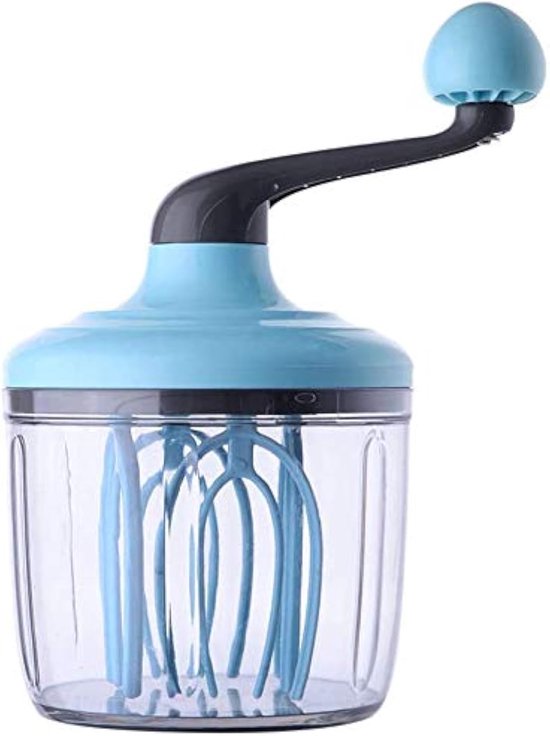 PULUZ Handmixer 1000ml - Draaiende Eierklopper Blauw - Room Mixer - Beslag Menger - 4-Voudige Garde - Keuken Mixer van PULUZ