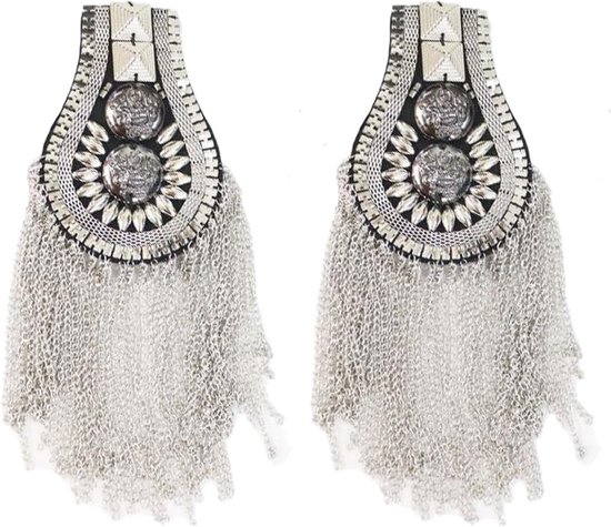 Punk Epaulettes met Fringes en Tassels voor Kostuumfeesten, Podiumshows en Uniformdecoratie - Unisex Zilver Accessoire van Merkloos