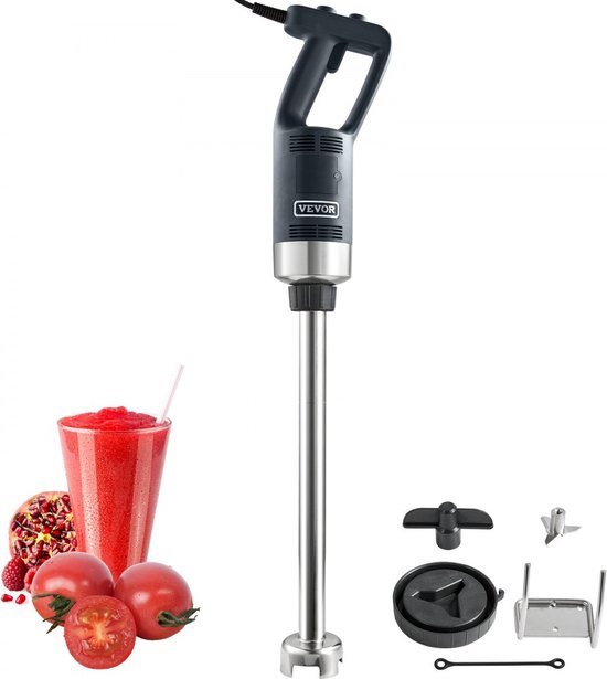 Puree Blender Elektrische staafmixer 500 W, krachtige blender Instelbaar 4000-18000 tpm, roestvrijstalen multifunctionele staafmixer 855 mm afneembare roerstaaf, inclusief wandhaak en vervangende meskop van Pure