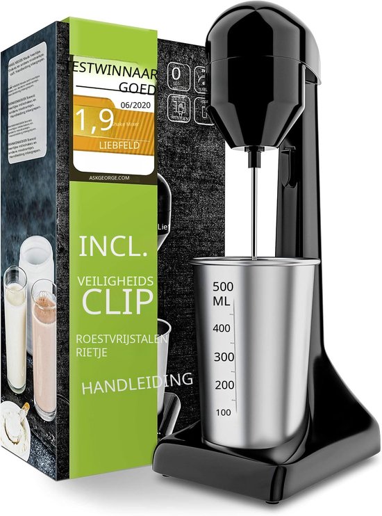 QEVA Milkshake Machine - Blender - Smoothiemaker - Zwart - 12cm x 17cm x 39cm van QEVA